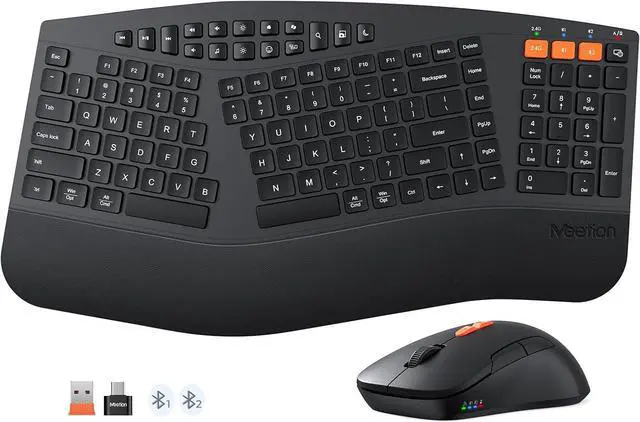 Main image of MEETION Ergonomic Keyboard and Mouse, Multi-Device Bluetooth Keyboard and Mouse Wireless, 4 DPI Adjustable Mouse, Multimedia Full-Sized Split Keyboard, for PC/Computer/Laptop/Tablet/Window/Mac