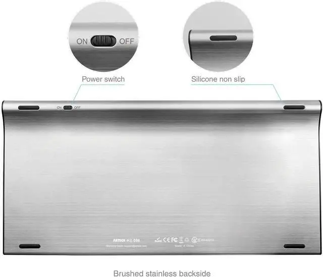 Alt view image 2 of 7 - Arteck Bluetooth Keyboard and Mouse Combo Ultra Compact Slim Stainless Full Size Keyboard and Ergonomic Mice for Computer/Desktop/PC/Laptop/Surface and Windows 10/8/7 Built in Rechargeable Battery
