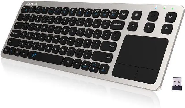 Main image of Wireless Keyboard, Arteck 2.4G Wireless Touch TV Keyboard with Easy Media Control and Built-In Touchpad Mouse Solid Stainless Ultra Compact Full Size Keyboard for TV-Connected Computer, Smart TV, HTPC