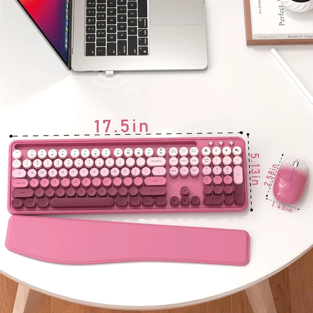 Alt view image 6 of 6 - Wireless Keyboard & Mouse Combo with Phone Holder (Rose-Red Colorful)