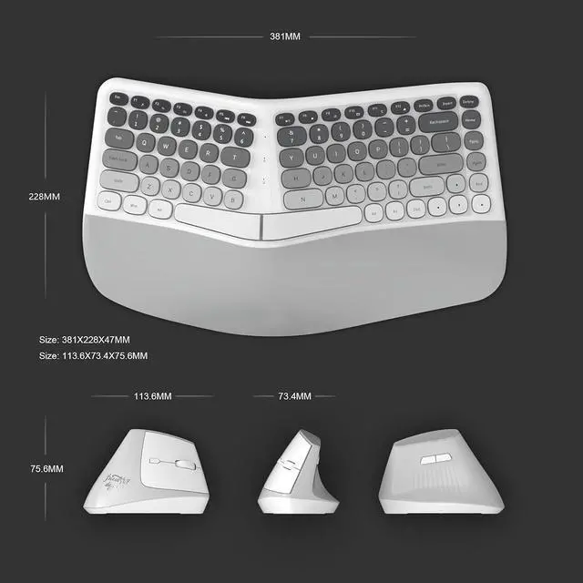 Alt view image 4 of 7 - Ergonomic Wireless Keyboard and Mouse Set Creamy Wireless Keyboard Silent Mice Set with Wrist Rest for Computer, Laptop, PC, Mac, Windows