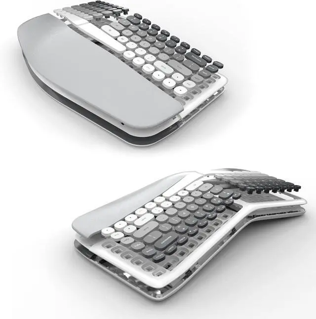 Alt view image 5 of 7 - Ergonomic Wireless Keyboard and Mouse Set Creamy Wireless Keyboard Silent Mice Set with Wrist Rest for Computer, Laptop, PC, Mac, Windows