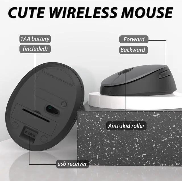 Alt view image 5 of 7 - Wireless Keyboard and Mouse, KOOTOP Cute Keyboard and Mouse, 2.4G Wireless Keyboard with Retro Round Keycap for PC, Mac, Laptop,Tablet,Computer Windows (Grey)