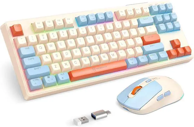 Main image of 2.4G Wireless Keyboard and Mouse Combo, RGB Backlit Keyboard Mouse Set for Windows, Android & MacOS, Aesthetic Keyboard Mouse with USB & Type-C Dongle for PC Computers, Macbooks, Laptops, Ivory