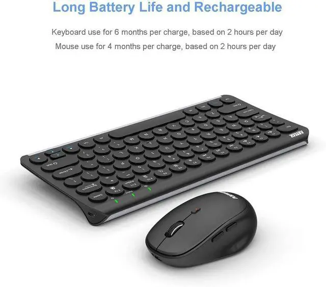 Alt view image 5 of 7 - Arteck 2.4G Wireless Keyboard and Mouse Combo Ultra Compact Slim Stainless Full Size Keyboard and Ergonomic Mouse for Computer/Desktop/PC/Laptop and Windows 10/8/7 Build in Rechargeable Battery