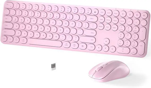 Main image of Wireless Keyboard and Mouse Set  MPTOG Full-Sized 110Pcs Slim Round Key Design, Quiet Typing, Adjustable DPI Ergonomic Mouse, Wireless Combo for PC, Mac, Laptop, Tablets(Sakura Pink)