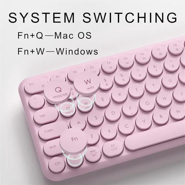 Alt view image 4 of 6 - Wireless Keyboard and Mouse Set  MPTOG Full-Sized 110Pcs Slim Round Key Design, Quiet Typing, Adjustable DPI Ergonomic Mouse, Wireless Combo for PC, Mac, Laptop, Tablets(Sakura Pink)