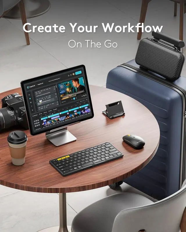 Alt view image 4 of 7 - Foldable Keyboard and Mouse, Samsers KM08 Folding Bluetooth Keyboard Mouse Combo, 2.4G + BT5.0 x 2, Full-Size Portable Travel Keyboard & Rechargeable Wireless Mouse for iOS Android Windows Mac OS