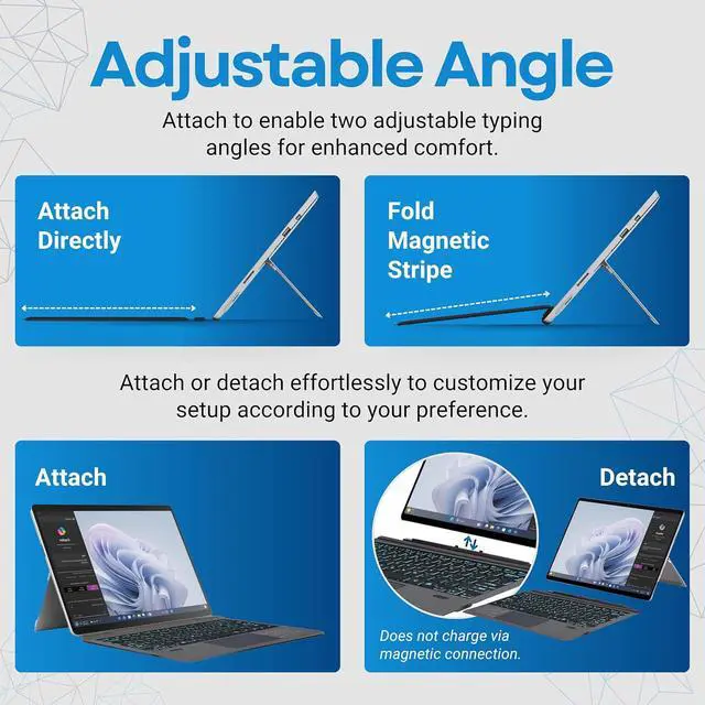 Alt view image 7 of 7 - Keyboard Replacement Type Cover Trackpad Mouse for Microsoft Surface Pro 7+ 7 Pro 6 Pro 5 Pro 4 Pro 3 Ergonomic Portable Slim Wireless Bluetooth Rechargeable