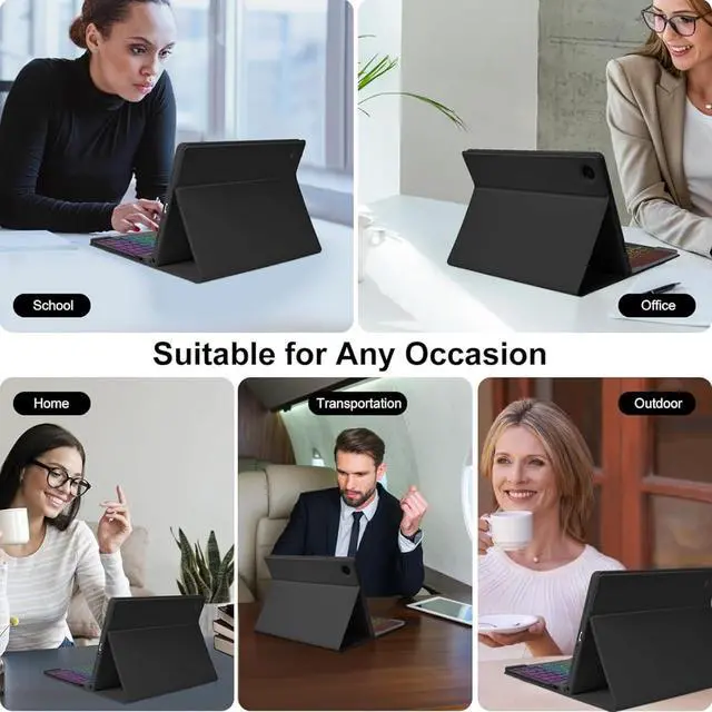Alt view image 6 of 7 - Keyboard Case for Oppo Pad SE 11inch 2025 Tablet, Wireless Bluetooth Keyboard, Soft Silicone Edge Protective Case with Stand, 2025 New Model (Black,Backlit TouchPad+Mouse)