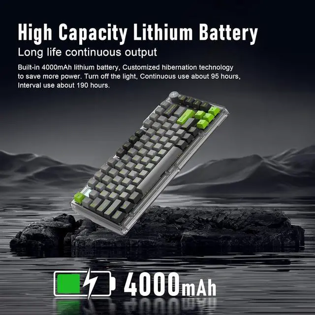 Alt view image 7 of 7 - ZIPFORCE Wireless Mechanical Keyboard,81 Keys Hot Swappable Custom Keyboard with Knob,RGB Backlit,2.4GHz/USB-C/BT5.0 Mechanical Gaming Keyboards, PBT Keycaps, 100 Million Keystroke Lifespan