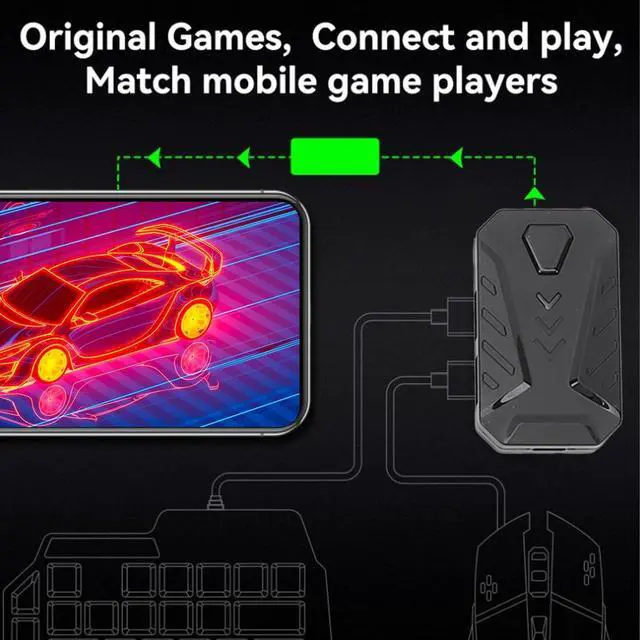 Alt view image 5 of 7 - One Hand RGB Gaming Keyboard and Mouse Combo, 4 in 1 Mouse Converter Gaming Mouse One Handed Gaming Keyboard with Converter Phone Stand for iOS for Android