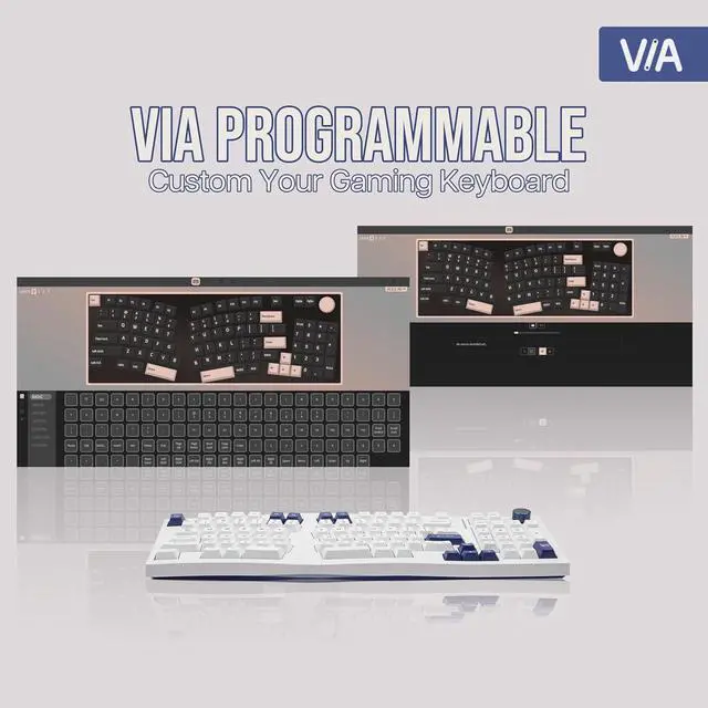 Alt view image 6 of 7 - Feker Alice98 Ergonomic 98 Keys Custom Mechanical Keyboard, VIA Programmable, USB-C Wired Gaming Keyboard, Hot Swappable, 5 Layer Paddings, Control Knob, NKRO, RGB for Win/Mac (White)