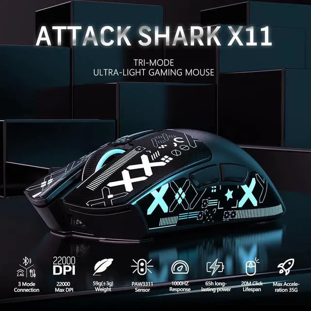 Alt view image 6 of 7 - Attack Shark X68HE PRO Rapid Trigger Wireless Gaming Keyboard and X11 Mouse, 8K Polling Rate,Hall Effect Magnetic Switch Keyboard, Tri-Mode Mouse with Magnetic Charging Dock, 22000 DPI for PC Mac