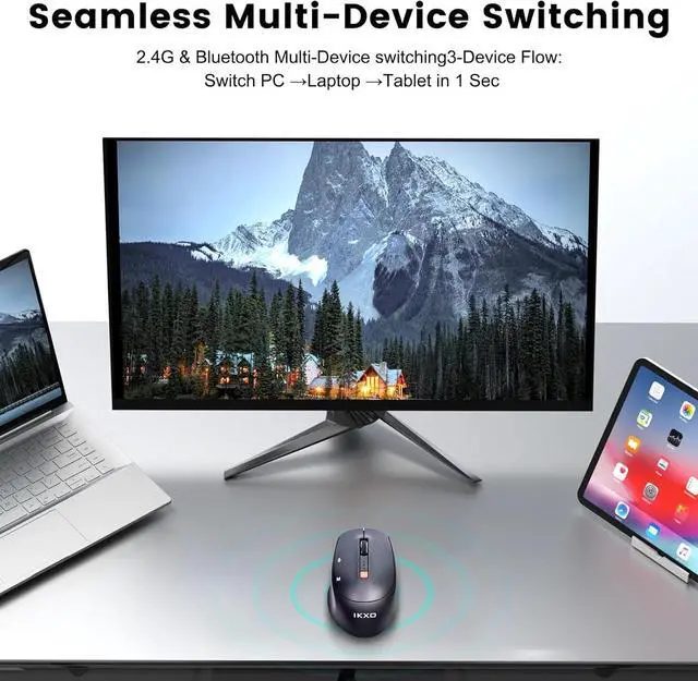 Alt view image 5 of 7 - AI Wireless Mouse for PC Laptop Bluetooth Mouse with AI Assistants & Voice Typing 5-Speed DPI Adjustable Ergonomic Design for Office Remote Work High-Performance Device for Professionals Students