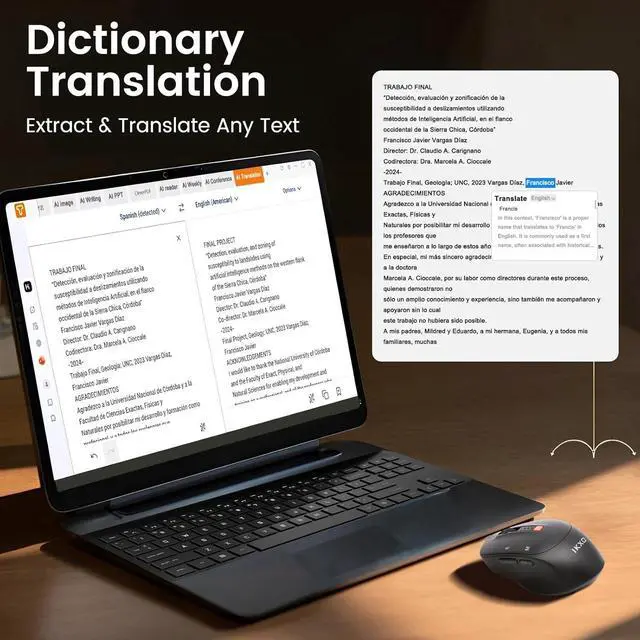 Alt view image 6 of 7 - AI Wireless Mouse for PC Laptop Bluetooth Mouse with AI Assistants & Voice Typing 5-Speed DPI Adjustable Ergonomic Design for Office Remote Work High-Performance Device for Professionals Students