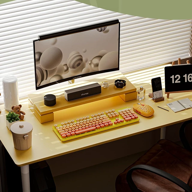Alt view image 7 of 7 - Acogedor 2.4G Keyboard and Combo, Colorful Cute Round Keycaps Typewriter Keyboard with USB Receiver, for PC Laptop Desktop (Mixed Color Yellow)