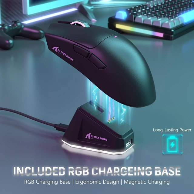Alt view image 3 of 7 - MAGIC-REFINER Attack Shark X11 59g Lightweight Wireless Gaming Mouse,RGB Magnetic Charging Dock,PixArt PAW3311,Tri-Mode-BT/2.4G Wireless/Wired Mouse,22000 DPI,5 Programmable Buttons for Pc/Mac(Black)
