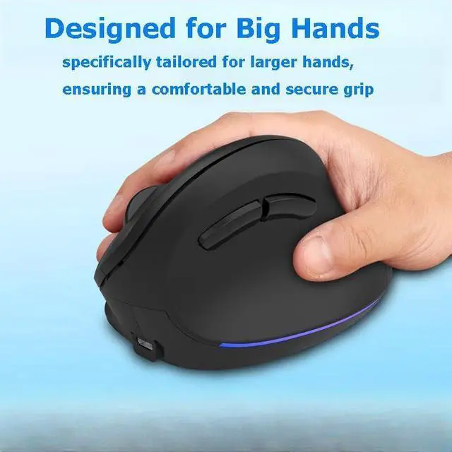 Alt view image 3 of 7 - Wireless Mouse Ergonomic Vertical Mice for Large Hands Rechargeable Big Quiet Silent Ergo Blue LED Light 3600DPI Carpal Tunnel Comfortable Cordless Mice,Pink Ergonomic Vertical Silent Mouse Gift