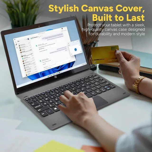 Alt view image 6 of 7 - Fusion5 Universal Docking Keyboard for All 10.1" Windows Tablet Models - Convert Your Windows 11 Tablet into a Laptop PC for Enhanced Productivity - Slim & Stylish Design
