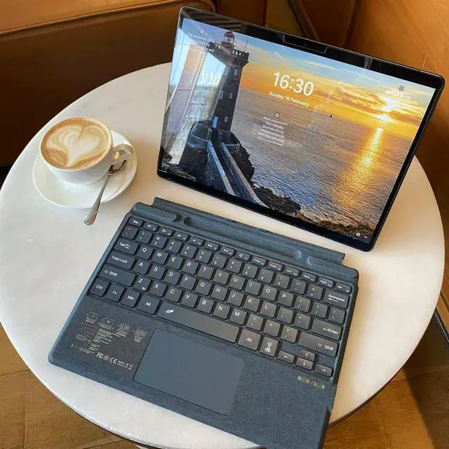 Alt view image 6 of 7 - Type Cover for Microsoft Surface Pro 11 Pro 10 Pro 9 Pro 8 Pro X, 13 inch, Ultra-Slim Bluetooth Keyboard with Multi-Touchpad Mouse Rechargeable, 7-Color LED Backlit (Sapphire with Backlit)