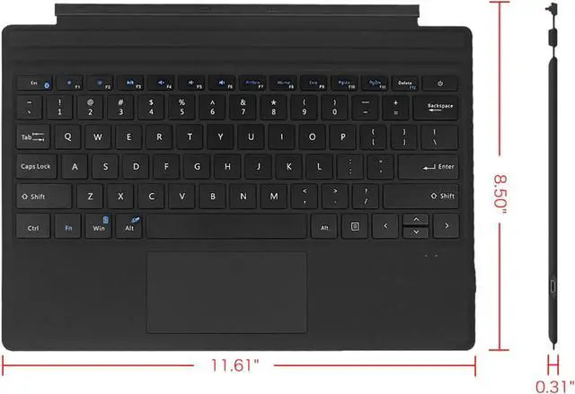 Alt view image 6 of 7 - Fintie Type Cover for Microsoft Surface Pro 7 Plus, Surface Pro 7/6/5/4/3, Ultrathin Portable Wireless Bluetooth Keyboard with Built-in Rechargeable Battery (Black)