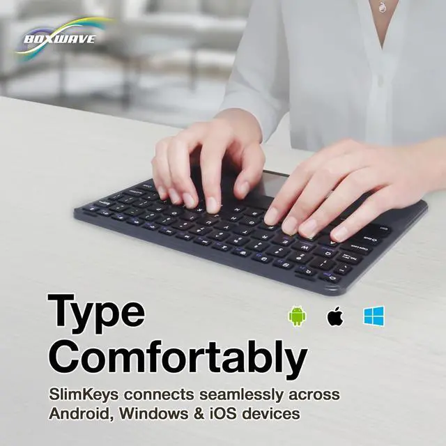 Alt view image 4 of 7 - BoxWave Keyboard Compatible with Microsoft Surface Pro 4 - SlimKeys Bluetooth Keyboard with Trackpad, Portable Slim TouchPad - Jet Black