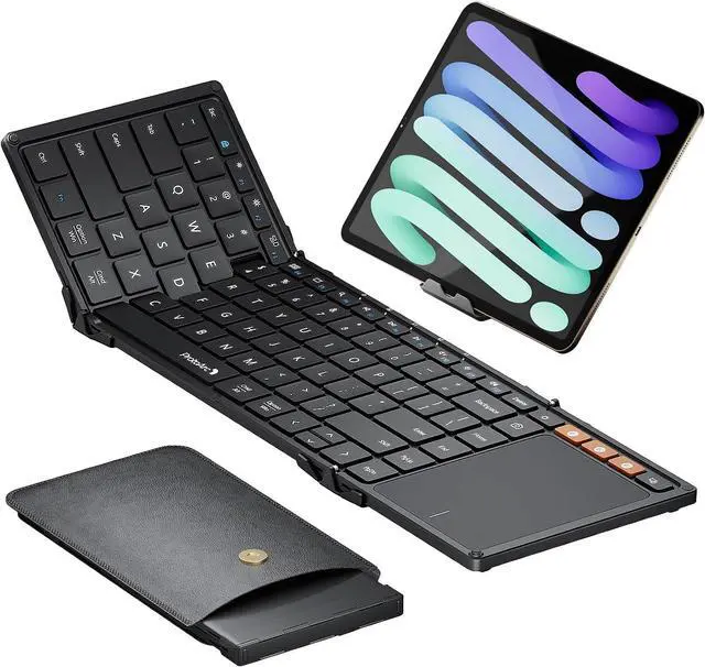 Main image of ProtoArc Foldable Keyboard with Touchpad, XK01 TP Folding Portable Keyboard, Full Size Keys, Large Trackpad Bluetooth Travel Keyboards for iPad Laptop PC Tablets -Black