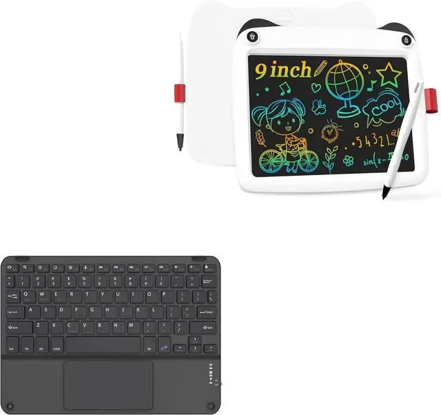 Main image of BoxWave Keyboard Compatible with Kunphy Kids Drawing Tablet (9 in) - SlimKeys Bluetooth Keyboard with Trackpad, Portable Slim TouchPad - Jet Black