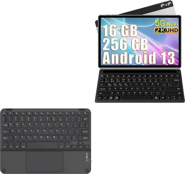 Main image of BoxWave Keyboard Compatible with SEBBE Android 13 S23 Tablet (11 in) - SlimKeys Bluetooth Keyboard with Trackpad, Portable Slim TouchPad - Jet Black