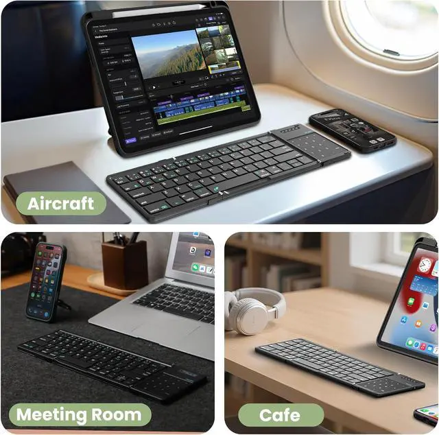 Alt view image 5 of 7 - Nillkin Cube Pocket Foldable Keyboard with Touchpad Number Pad for Meeting Travel for Tablet, Mobile Phone,Laptop, Full Size (Small) Keyboard (Classic Black)