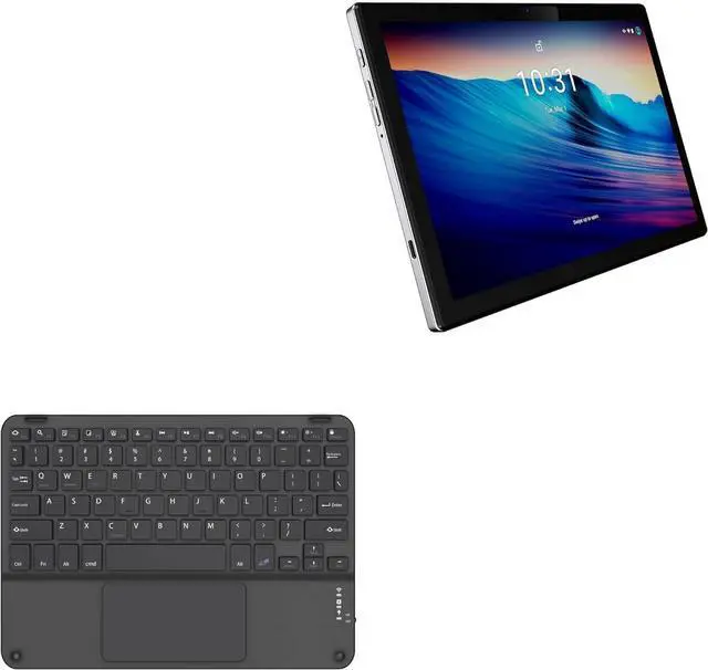 Main image of BoxWave Keyboard Compatible with BYYBUO SmartPad T10 Pro Tablet (10.1") - SlimKeys Bluetooth Keyboard with Trackpad, Portable Slim TouchPad - Jet Black