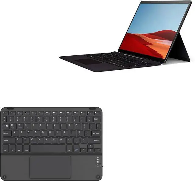 Main image of BoxWave Keyboard Compatible with Microsoft Surface Pro X (13 in) - SlimKeys Bluetooth Keyboard with Trackpad, Portable Slim TouchPad - Jet Black