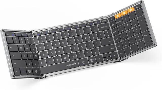 Main image of ProtoArc Foldable Bluetooth Keyboard, XK01 Folding Wireless Portable Keyboard with Numeric Keypad, Full-Size Travel Keyboards for iPad Tablet Smartphone Laptop PC Windows iOS Android, Space Gray