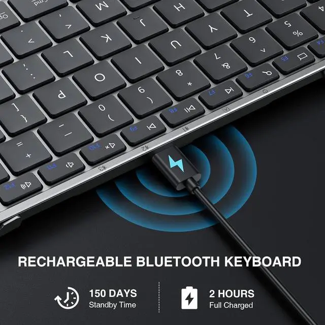 Alt view image 6 of 7 - ProtoArc Foldable Bluetooth Keyboard, XK01 Folding Wireless Portable Keyboard with Numeric Keypad, Full-Size Travel Keyboards for iPad Tablet Smartphone Laptop PC Windows iOS Android, Space Gray