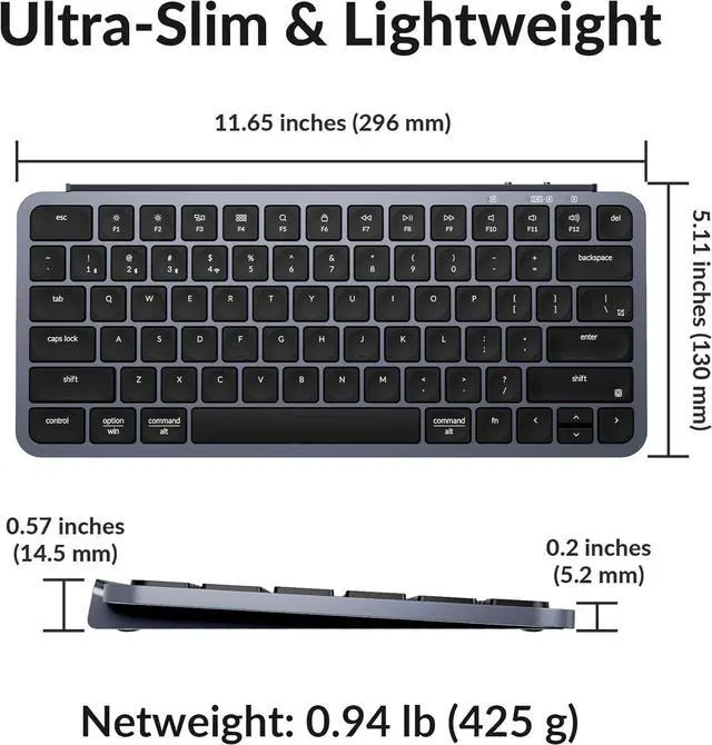 Alt view image 4 of 7 - Keychron B1 Pro Ultra-Slim ZMK/Launcher Wireless Bluetooth 2.4 GHz/Wired Connection Keyboard for Mac Windows Linux - Gray