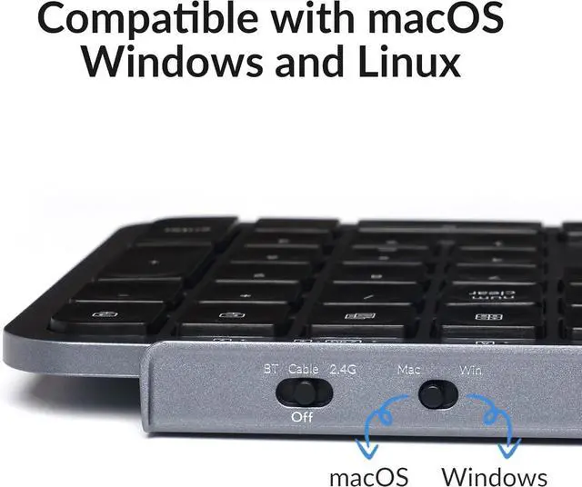 Alt view image 7 of 7 - Keychron B1 Pro Ultra-Slim ZMK/Launcher Wireless Bluetooth 2.4 GHz/Wired Connection Keyboard for Mac Windows Linux - Gray