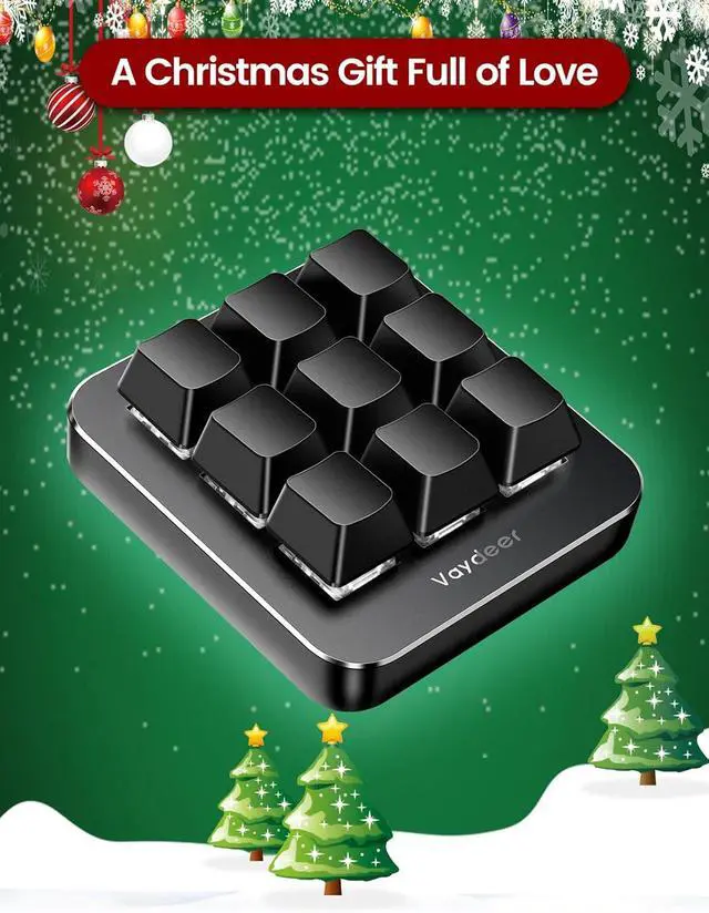 Alt view image 6 of 7 - Vaydeer One-Handed Mechanical Keyboard Support NKRO, Hotkeys, One-Click Start,9 Fully Programmable Keys with Floating Window and Macro Multifunctional Keypad for iOS,Windows, Gift Idea for Him/Her