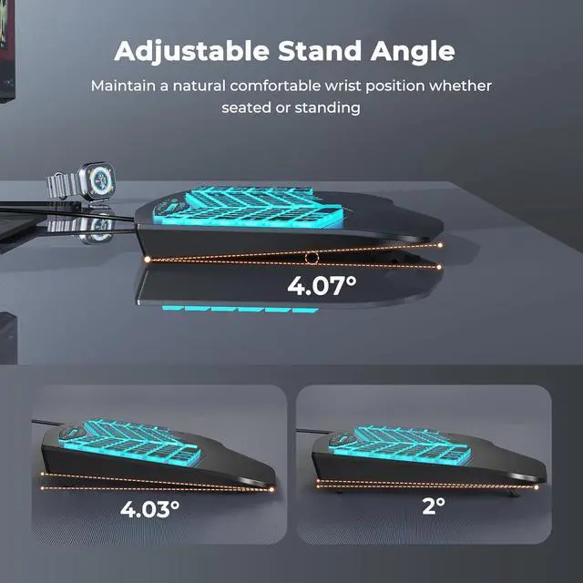 Alt view image 4 of 7 - MEETION Ergonomic Keyboard, Ergonomic Split Keyboard with Palm Rest, Backlit 7 Colors