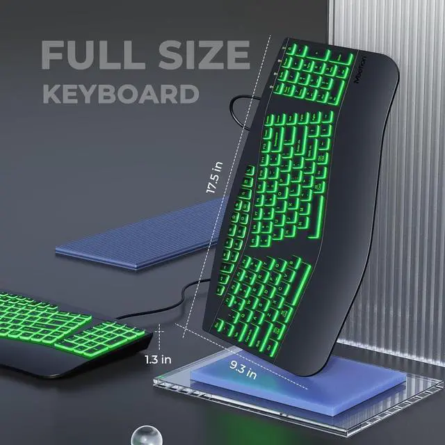Alt view image 6 of 7 - MEETION Ergonomic Keyboard, Ergonomic Split Keyboard with Palm Rest, Backlit 7 Colors