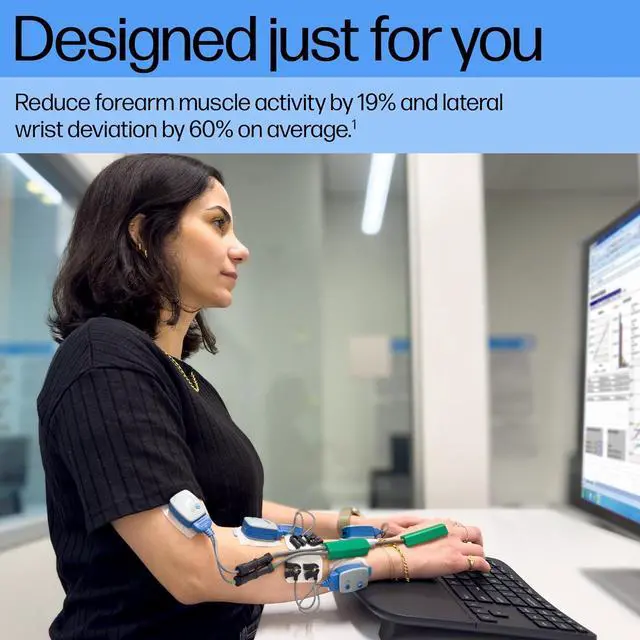 Alt view image 3 of 7 - HP 960 Ergonomic Wireless Keyboard - Connect 3 Devices with Bluetooth & Unifying Dongle Connectivity - 20 Programmable Keys, Detached Numeric Keypad - Extra-Large Foam Wrist Rest, Long Battery Life