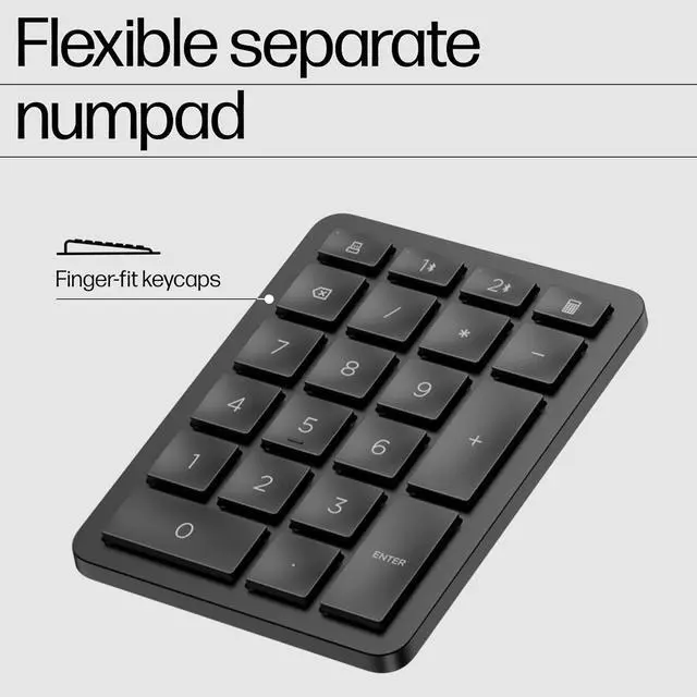 Alt view image 4 of 7 - HP 960 Ergonomic Wireless Keyboard - Connect 3 Devices with Bluetooth & Unifying Dongle Connectivity - 20 Programmable Keys, Detached Numeric Keypad - Extra-Large Foam Wrist Rest, Long Battery Life