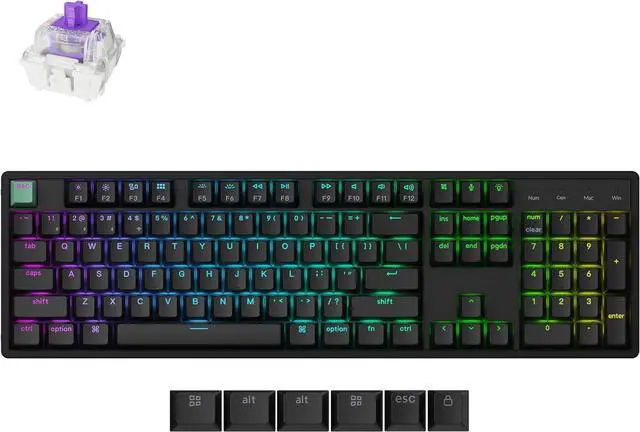 Main image of Keychron K10 HE Full Size Custom Mechanical Gaming Keyboard, Wood Frames with RGB Hot-Swappable Hall Effect Gateron Double-Rail Magnetic Nebula Switch, 2.4 GHz/Bluetooth/Wired - Standard Version