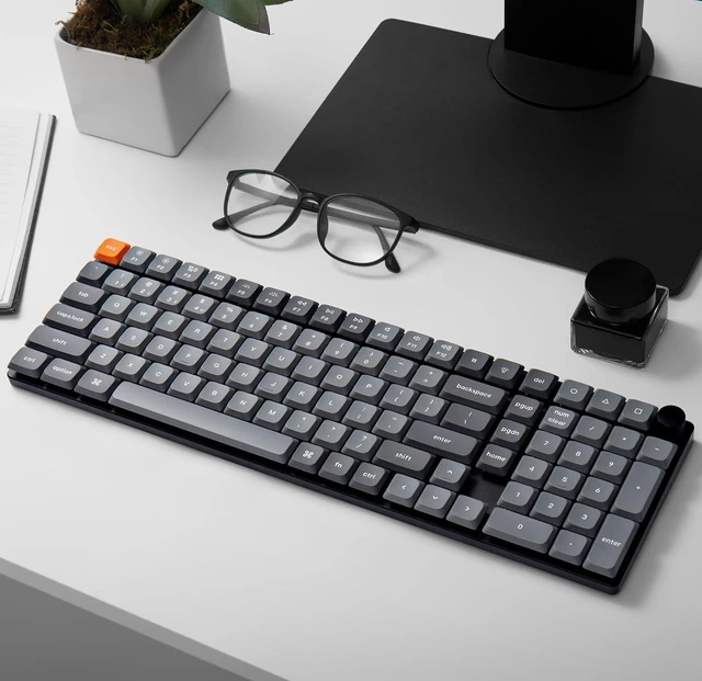 Alt view image 2 of 7 - Keychron K17 Max Custom Mechanical Keyboard, Programmable Knob Ultra-Slim 96% Layout, Bluetooth/2.4 GHz/Wired with White Backlight Low-Profile Gateron Red Switch for Mac Windows Linux