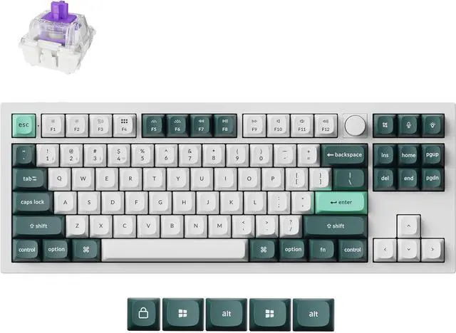 Main image of Keychron Q3 HE Custom Knob Mechanical Gaming Keyboard, TKL Layout Hot-Swappable Full Metal with Hall Effect Gateron Double-Rail Magnetic Nebula Switch, 2.4 GHz/Bluetooth/Wired - Shell White