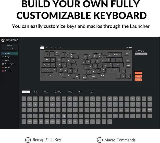 Alt view image 3 of 7 - Keychron Q8 65% Ergonomic Wired Mechanical Keyboard - Hot-Swappable Gateron G Pro Brown Switch, Double Gasket Design, RGB - PBT Keycaps & Aluminum Frame for Mac/Windows/Linux (Grey)