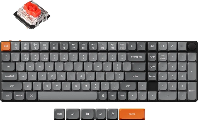 Main image of Keychron K17 Max Custom Mechanical Keyboard, Programmable Knob Ultra-Slim 96% Layout, Bluetooth/2.4 GHz/Wired with White Backlight Low-Profile Gateron Red Switch for Mac Windows Linux