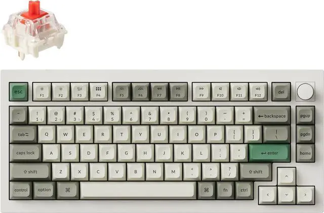 Main image of Keychron Q1 Max Hotswap Wireless Mechanical Keyboard|RGB|Aluminum Frame|Shell White|with Knob|Gateron Jupiter Red|75% Layout (84 Keys)|Windows Mac OS (Q1M-P1)