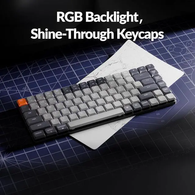 Alt view image 5 of 7 - Keychron K3 Version 3 QMK Low Profile Mechanical Keyboard Wireless, 84 Keys Programmable Bluetooth 5.2/Wired Connection, Shine-Through Keycaps RGB Backlit Compatible with Mac Windows Linux