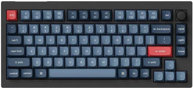 Alt view image 2 of 7 - Keychron V1 Max Hotswap Wireless Mechanical Keyboard|RGB|ABS Plastic Frame|Carbon Black|with Knob|Gateron Jupiter Red|75% Layout (84 Keys)|Windows Mac OS (V1M-D1)